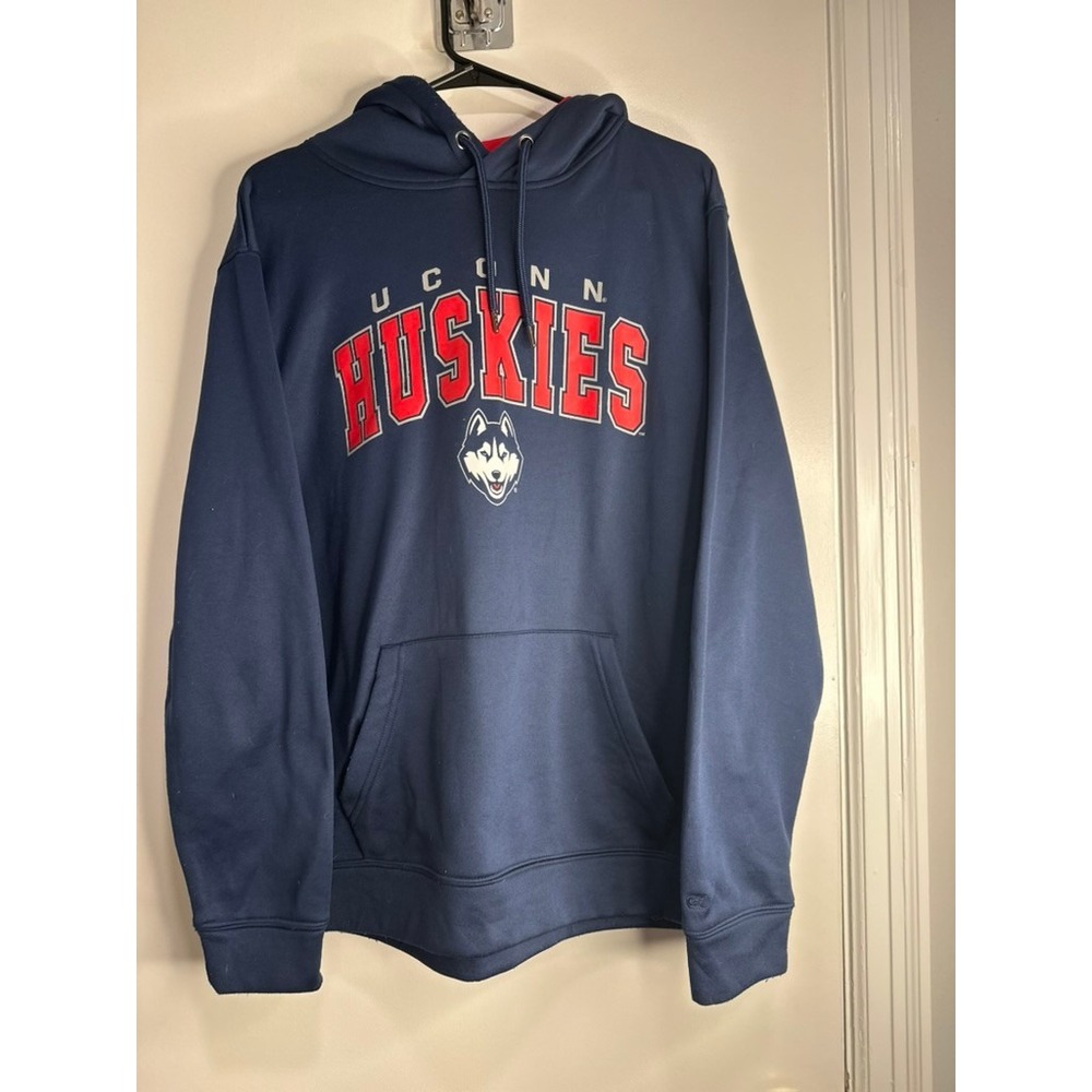 Colosseum Collegiate UConn Huskies Hoodie Sz:L Navy Blue spellout Pullover